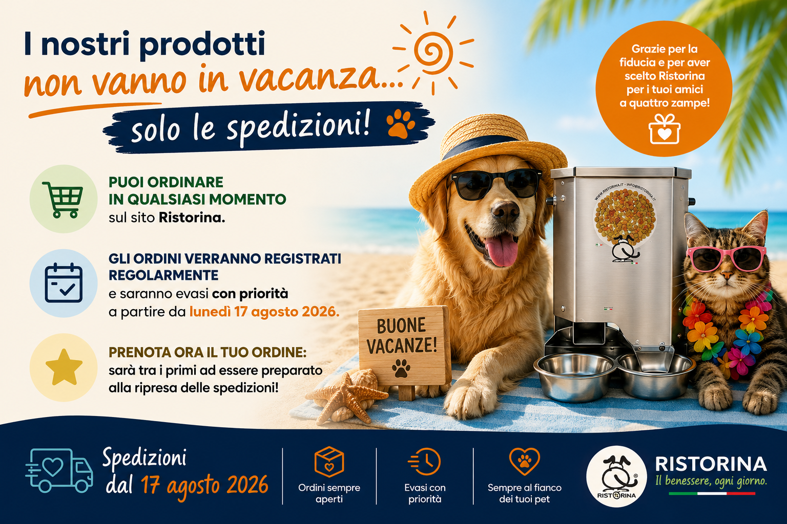 Ristorina distributori di crocchette, consegna estate 2026
